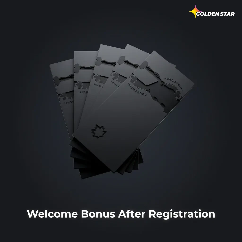 Golden Star Casino welcome bonus table showing offers up to $1,500 plus 300 free spins for Canadian players