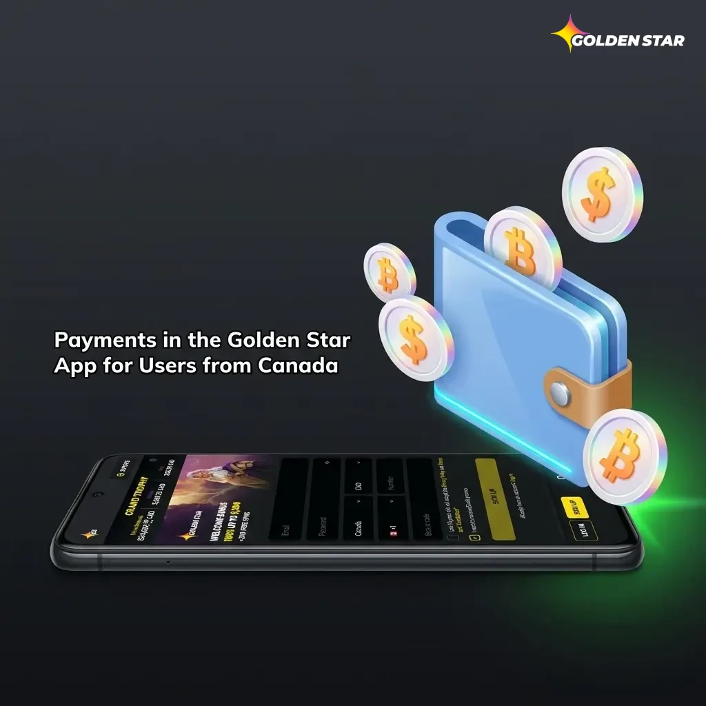 Canadian players using Golden Star App payment methods including Interac, Visa, Mastercard, crypto, and more