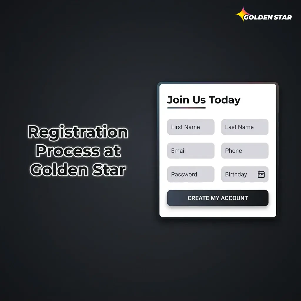Golden Star Casino registration process steps for Canadian players showing sign-up form and account creation guide