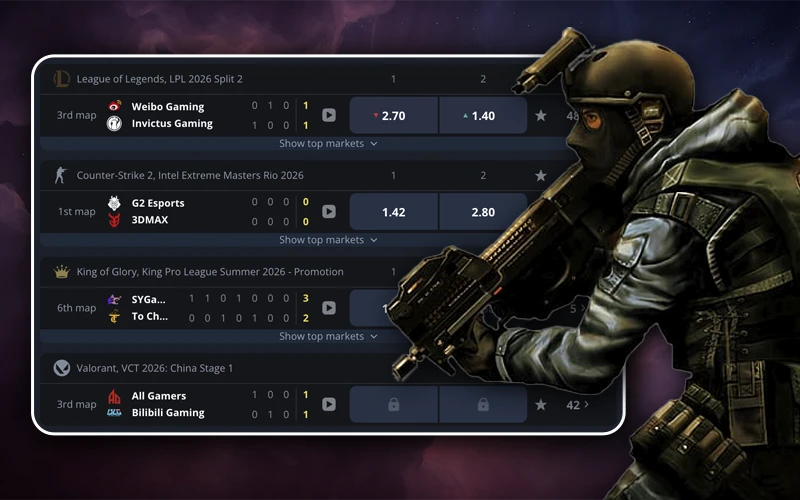 Go to the esports tab on the Golden Star website and select a suitable match to bet on.