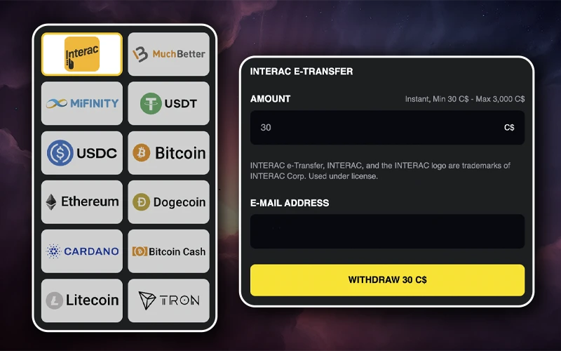 Withdraw your winnings using convenient and secure methods on the Golden Star website.