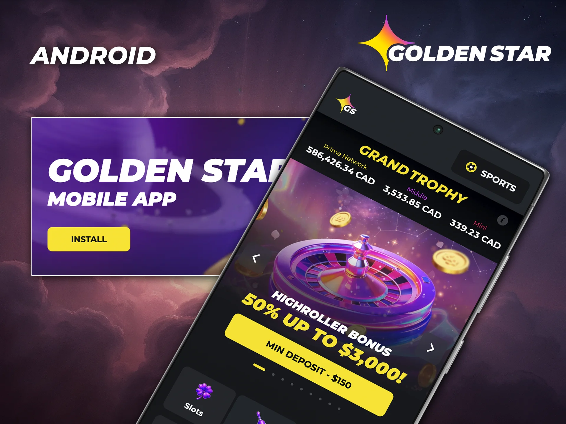 Try the fast and high-performance Golden Star app for Android.