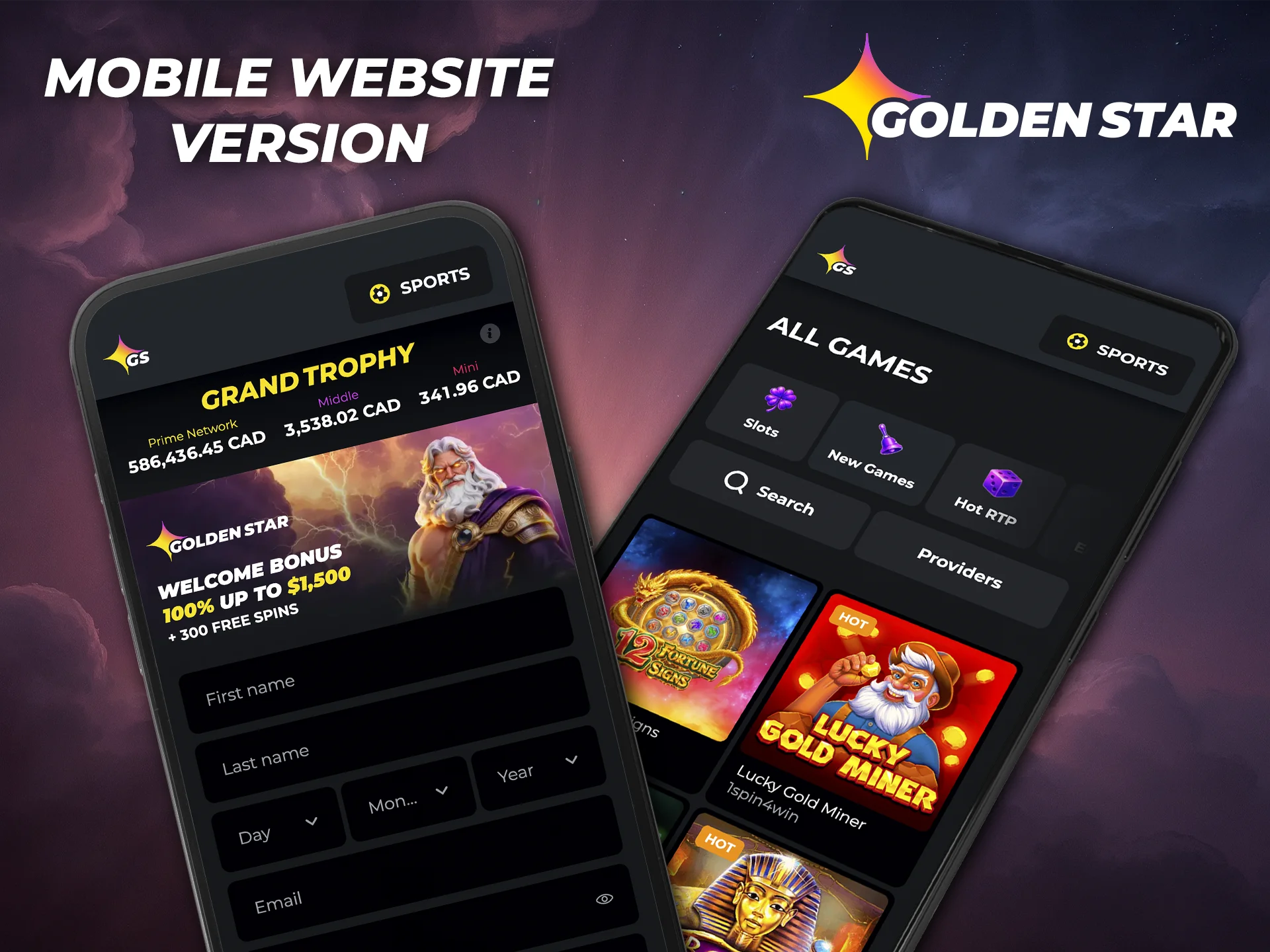 The mobile version of the Golden Star website is secure and always runs smoothly.