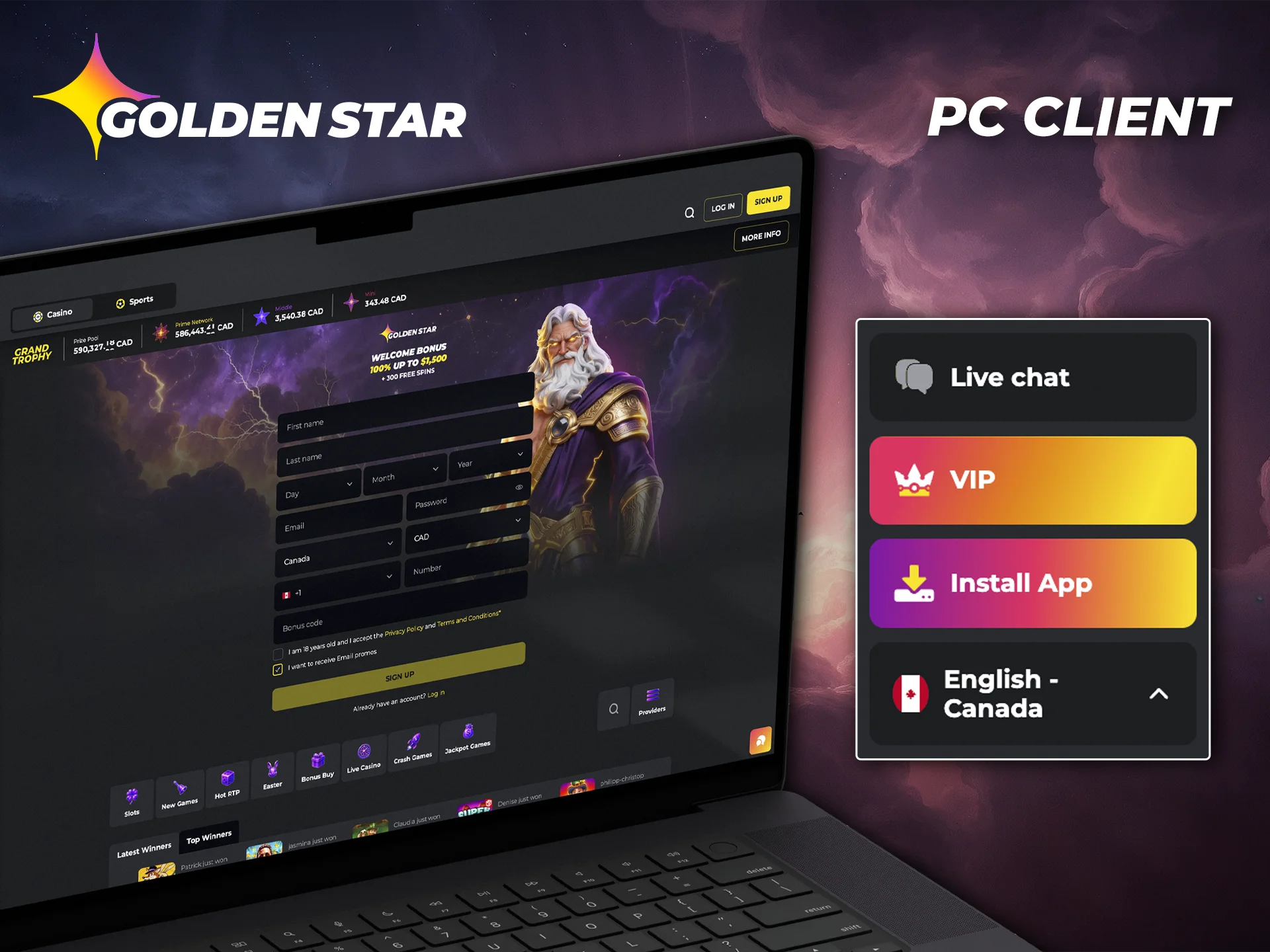 Play in high resolution with the PC version of the Golden Star app.