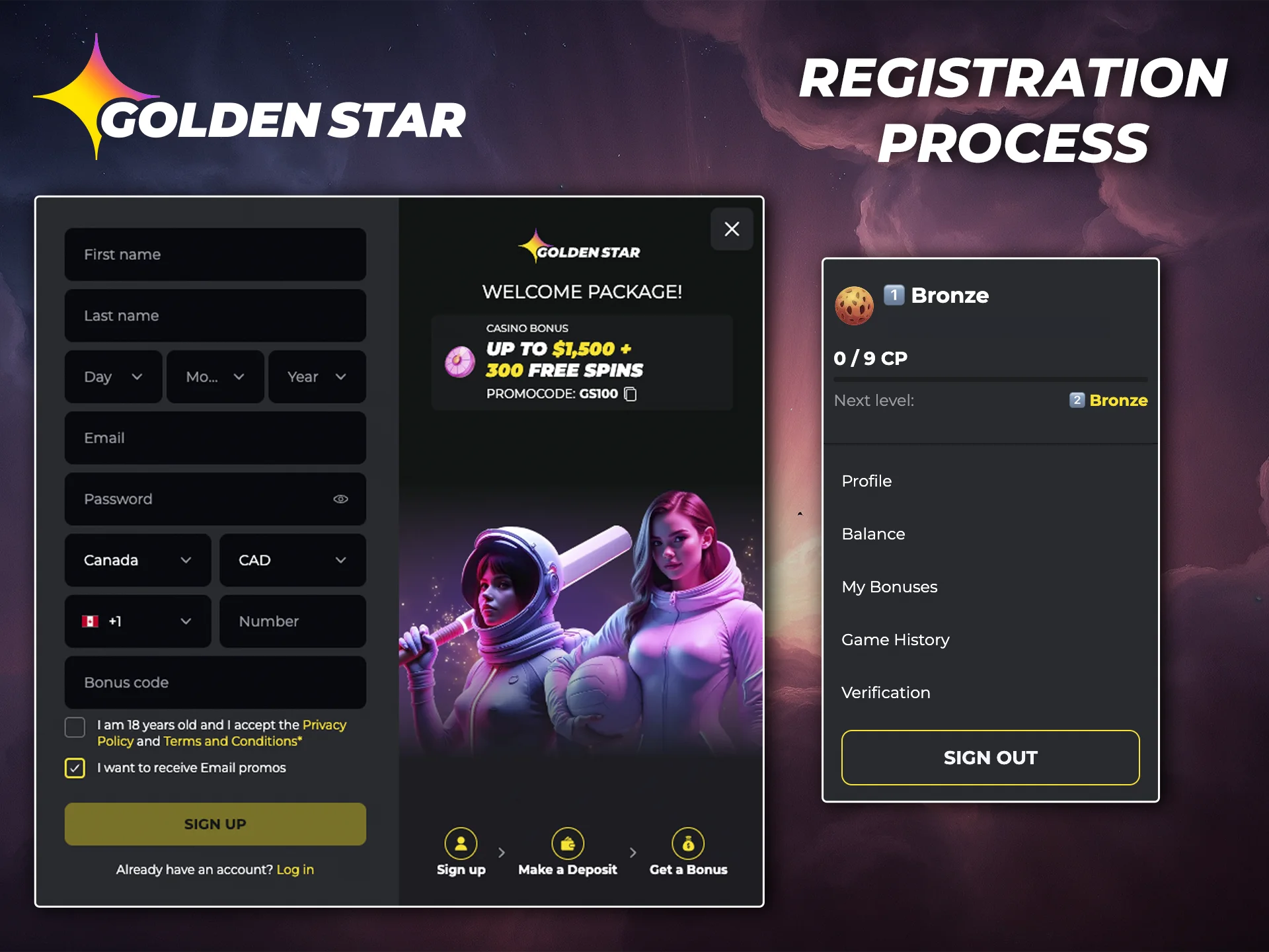 Find out how to register quickly and easily on the Golden Star website.