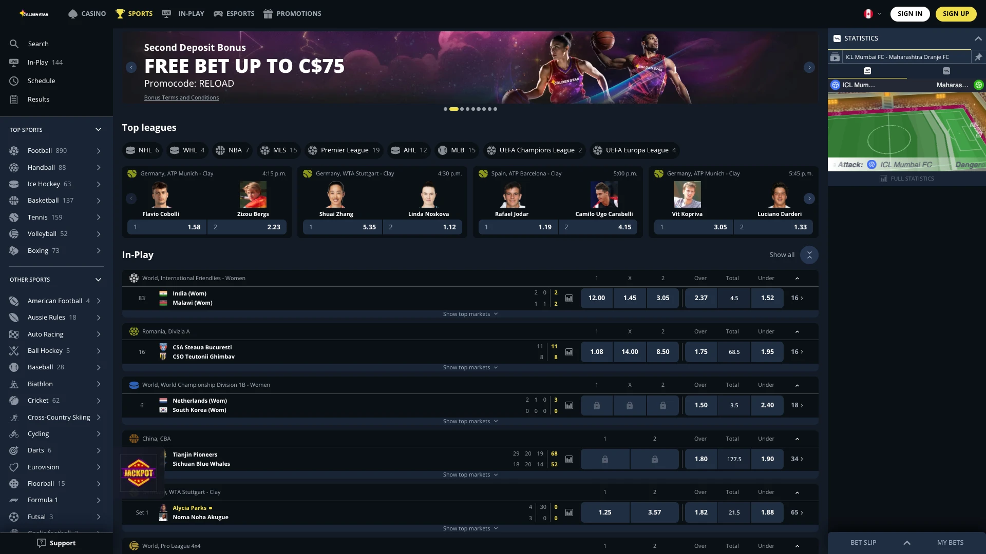 Sports betting at Golden Star bookmakers.